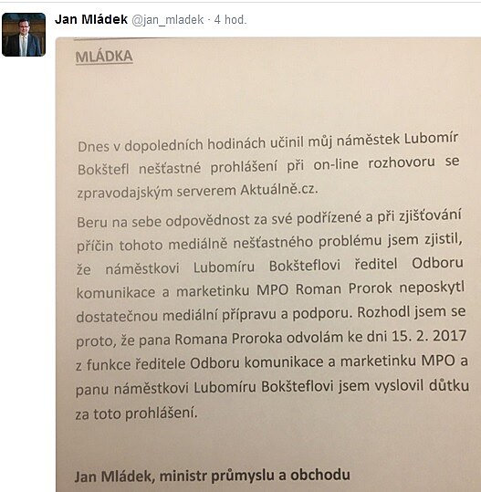 Jan Mldek, Twitter
