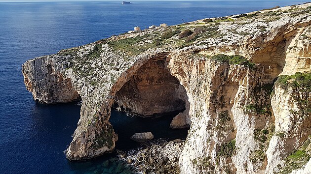 Skaln okno Blue Grotto na ostrov Malta