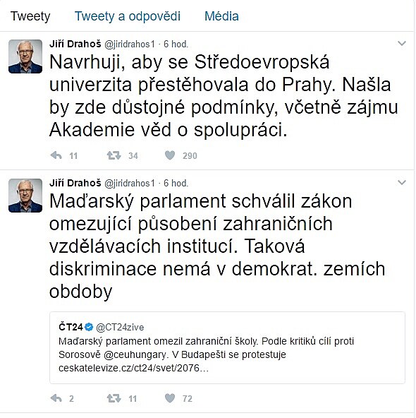 Twitter Jiřího Drahoše