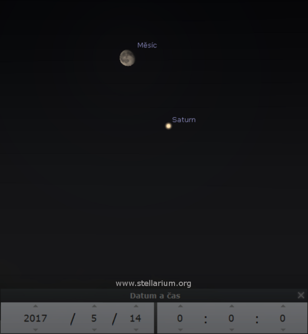 Msc u Saturnu v noci ze 13. na 14. kvten 2017.