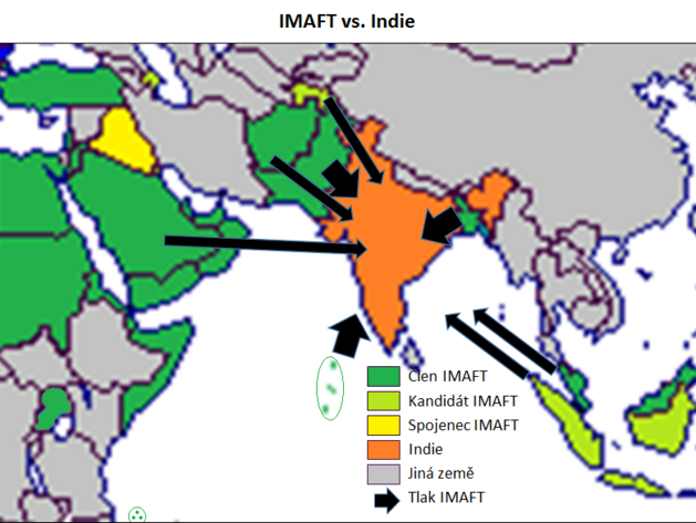 Indie obklena leny IMAFT - Pkistnem, Banglad, Afghnistnem, Maledivy, Sadskou Arbi a Malajsi a kandidty na lenstv - Indonsi a Tdikistnem.