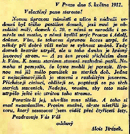 Otisk dopisu z 5.5.1912