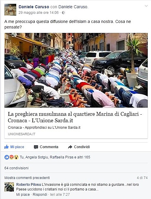 Cagliari ... muslimov zablokovali nkolik ulic