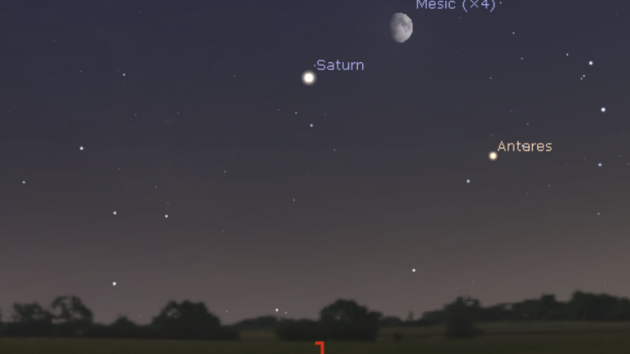 2. 8. 2017 - Msc se Saturnem v blzkosti hvzdy Antares ze souhvzd tra.