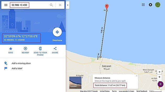 Obrzek 2: A to konkrtn jen 18,7 km od libyjskho pobe.