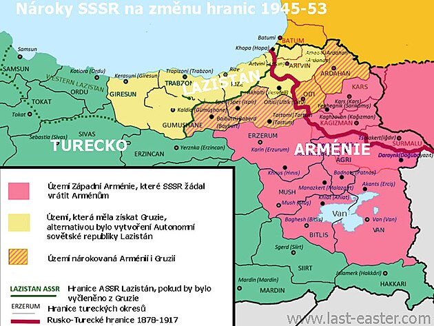 Nároky SSSR na vrácení anektovaného arménského a pontského území.