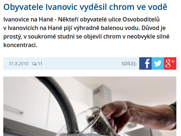 Obyvatele Ivanovic na Han vydsil chrom ve vod ze dne 31. 8. 2010