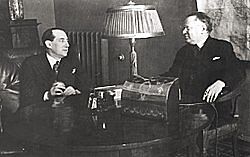 Polsk ministr zarani Jzef Beck se svm sovtskm protjkem Maximem Litvinovem v Moskv v noru roku 1934