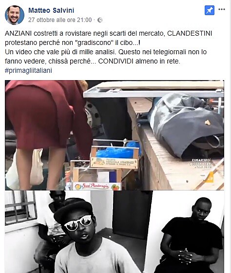 Italt dchodci stle astji mus vyhrabvat jdlo mezi idpadky trit. Migranti zase jdlo vyhazuj, protoe italsk jdlo ne dobr ...