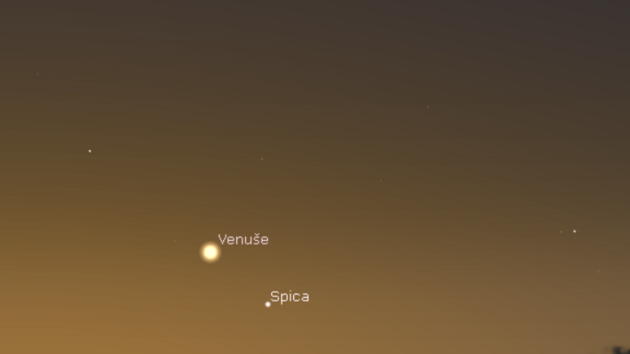 Venuše u hvězdy Spiky a Mars na ranní obloze 2. 11. 2017