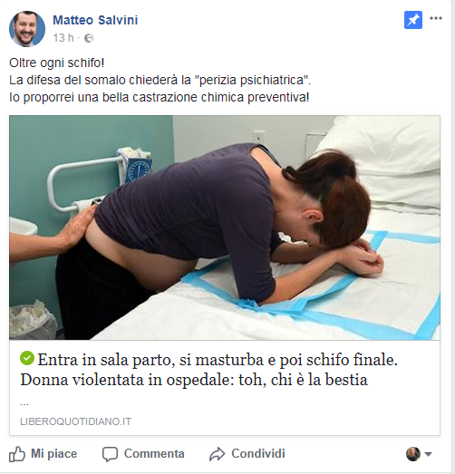 Matteo Salvini, Leader Ligy se na fb vyjdil k tomuto ppadu ...