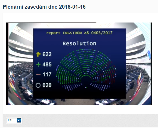 EU 16.01.2018 Hlasovn k pjet nvrhu vdsk levicov poslankyn, Linna Engstrm