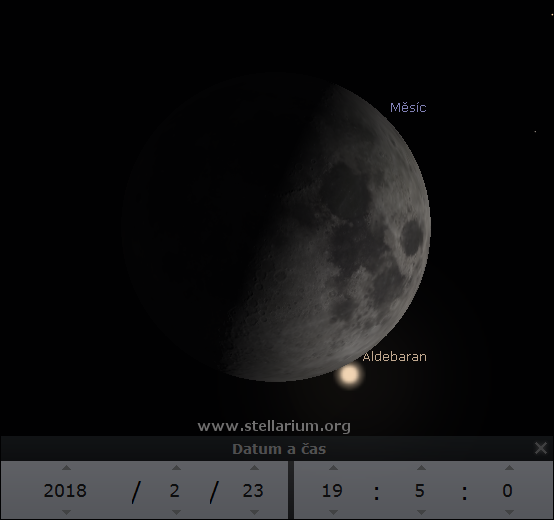 23. 2. 2018 - z�kryt Aldebaranu M�s�cem.