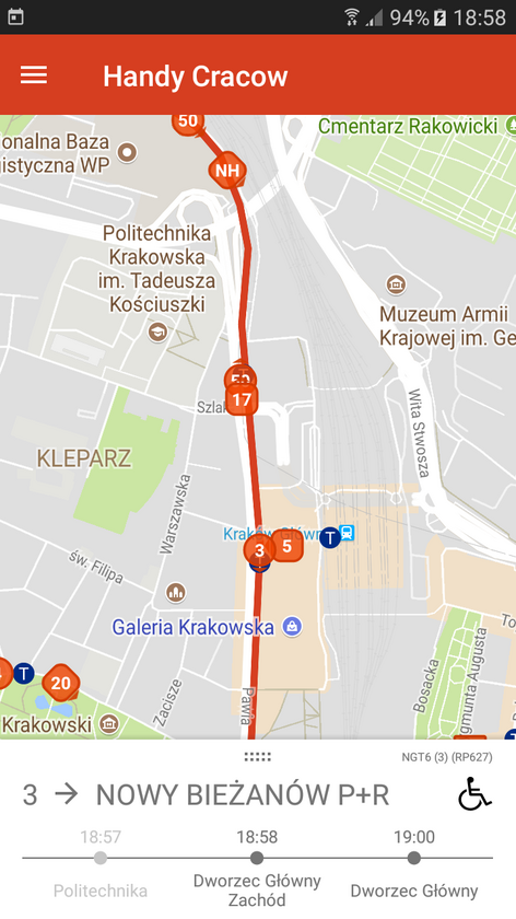Sledovn polohy tramvaj v Krakov pomoc aplikace "Krakw pod rk"