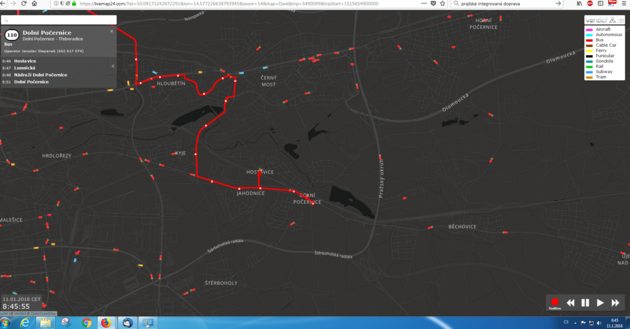 I linka 110 dopravce "Jaroslav tpnek" je sledovateln