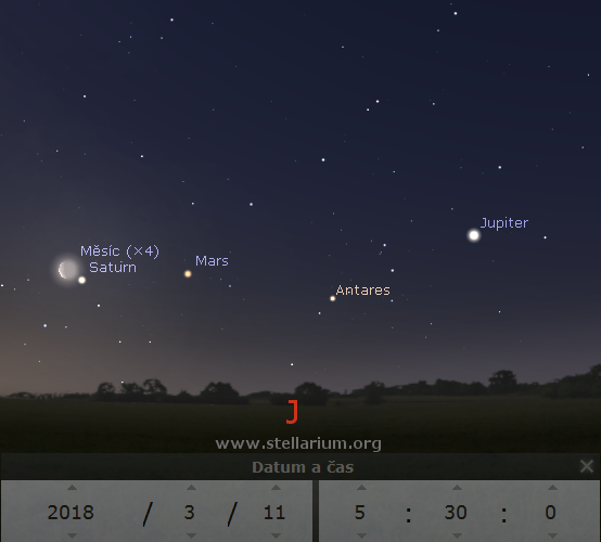 11. 3. 2018 - Msc v blzkosti Saturnu na rann obloze