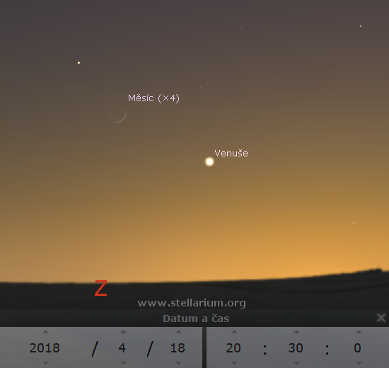 18. 4. 2018 - Msc v kojunkci s Venu na na obloze.