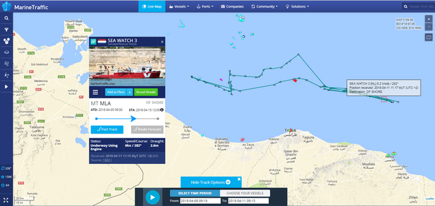 Nmeck Sea Watch 3 ... peloila v dob tohoto sc/p pes 300 neleglnch migrant na  panlskou vojenskou lo Santa Maria