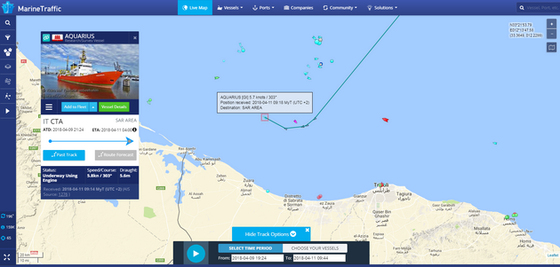 Aquarius po vykldce 292 migrant 2. dubna v pstavu Messina  je od 11 dubna opt ped Libyjskmi behy.