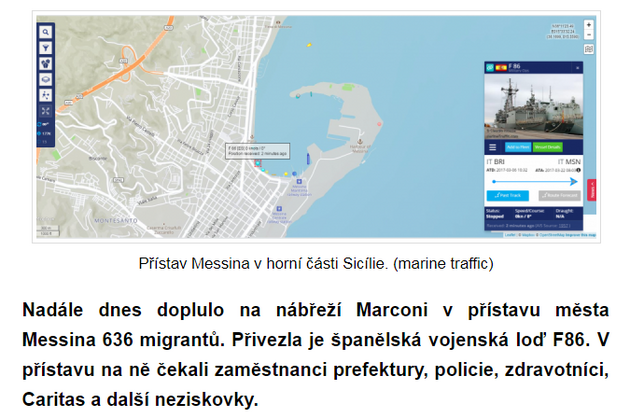 Na tto panlsk vojensk lodi piplul terorista  ped rokem do Itlie.Mapky jsou povoleny k publikaci v tisku, dle stanov google maps . U Marine Traffic mm registraci.