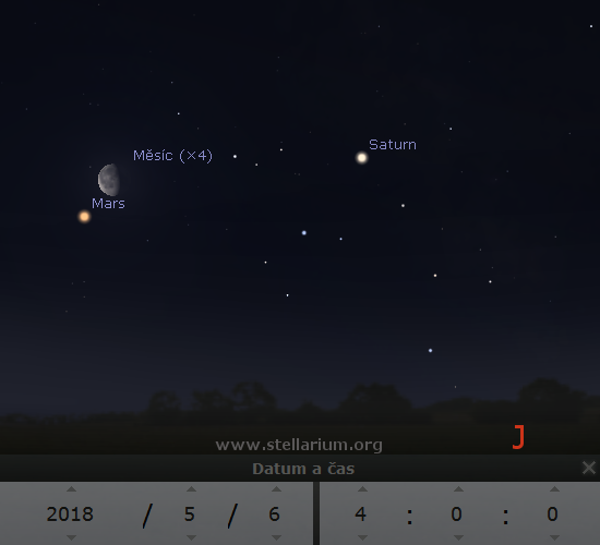 6. 5. 2018 - Msc v blzkosti Saturnu a Marsu.
