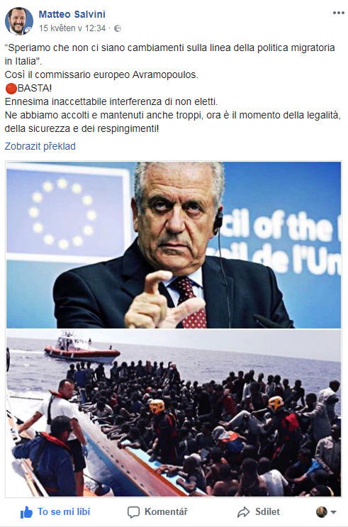 Doufme, e v Itlii nebude dn zmna v oblasti migran politiky. Takto se vyjdil evropsk komisa Avramopoulos.