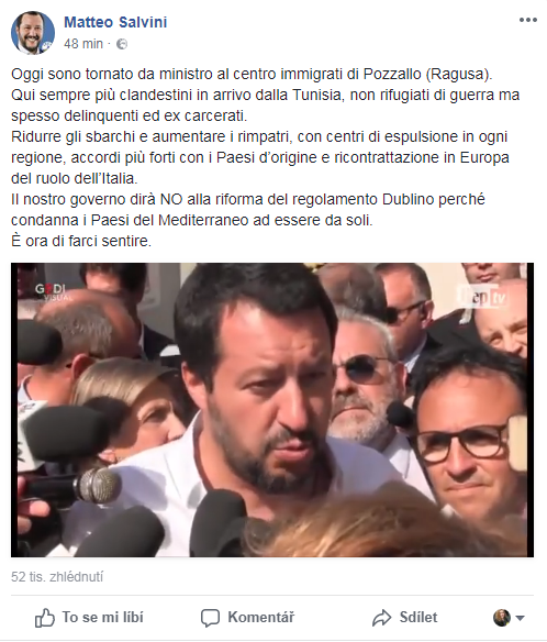 Matteo Salvini - prohlen ze sicilskho hotspotu v Pozzallo.