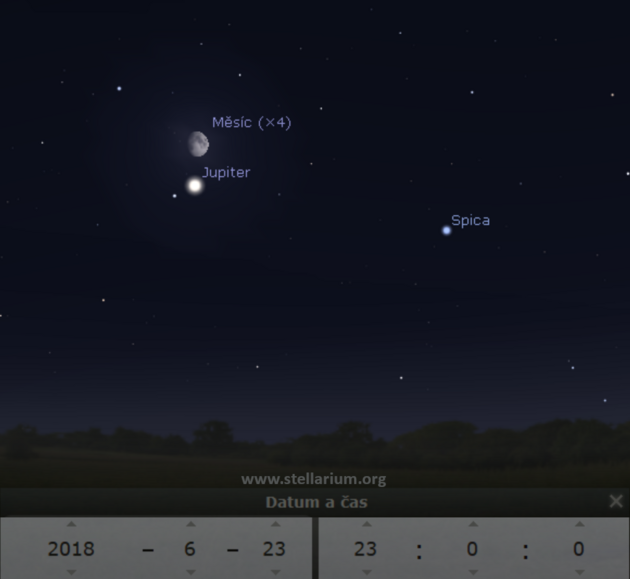 23. 6. 2018 - Msc v blzkosti Jupiteru a Spiky.