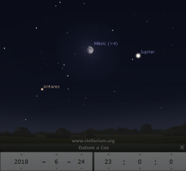 24. 6. 2018 - Msc v blzkosti Jupiteru a hvzdy Antares.
