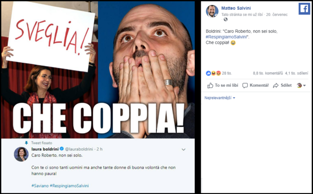 To je dvojka! Boldrini pe Savianovi, e nen sm a pidv # odsuneme Salviniho ...
