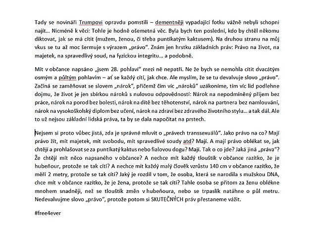 Můj post na Facebooku, který údajně napadá sexuální menšiny a tím odporuje pravidlům komunity, takže musí být zcenzurován a zablokován. (Nevíte prosím náhodou někdo, čím sexuální menšiny diskriminuje??)