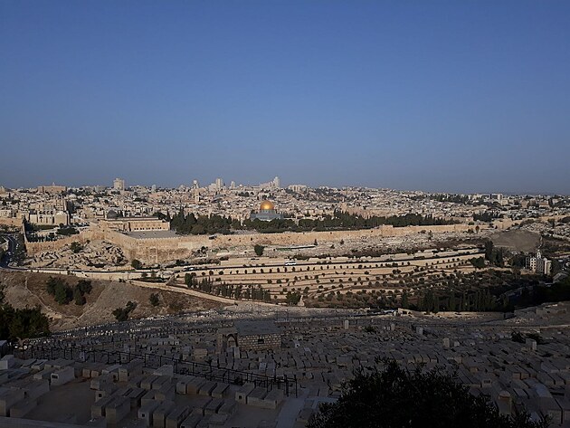 Ndhern pohled na Jeruzalm z hory Olivetsk.