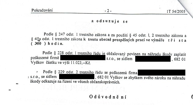 Rozsudek jm�nem republiky, �. j. IT 54/2005 - pokra�ov�n�