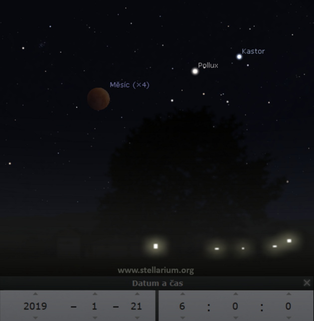 21. 1. 2019 - pln zatmn Msce pozorovateln nad nam obzorem prakticky v celm prbhu.