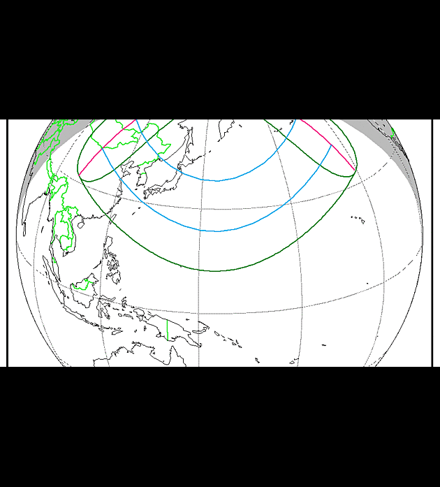 6. 1. 2019 - mapa viditelnosti stenho zatmn Slunce.