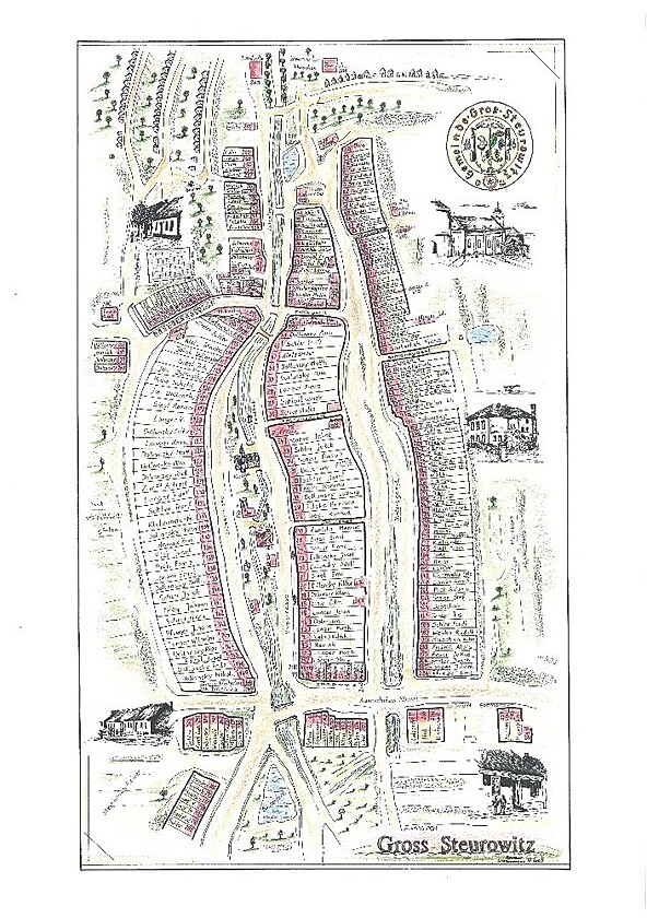 mapa osdlen Starovice 1939 (Gross Steurowitz, autor Herman Wiedermann)