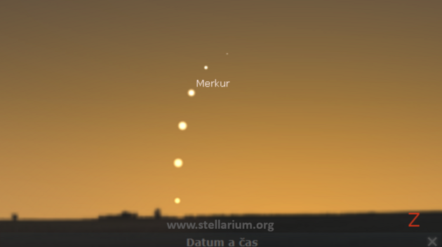 13. a 28. 2. - Merkur viditeln veer na zpad.