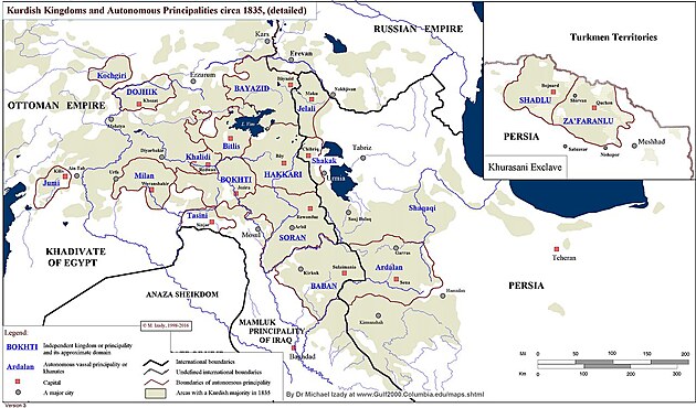 Kurdsk knectv na pomez mezi Osmanskou a Perskou  v prvn polovin 19. stolet.