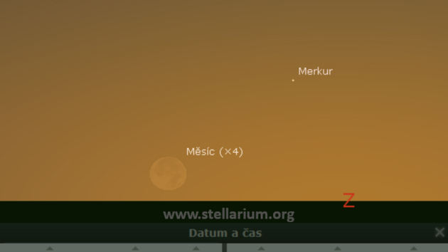 7. 3. 2019 - konjunkce den starho Msce a Merkuru ve veernch ervncch nzko nad zpadnm obzorem.