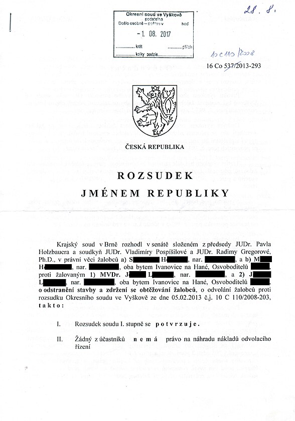 Rozsudek - Krajsk soud Brno - str. 1