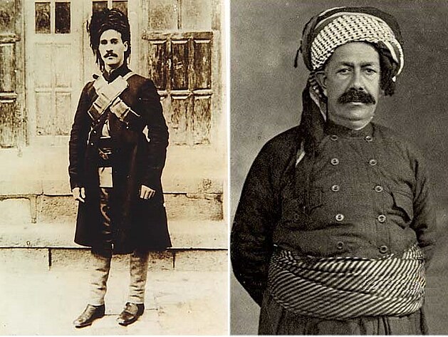 Vdcov protureckch kurdskch povstn: Simko Shikak (rn, vlevo), Mahmud Barzanji (Irk, vpravo).