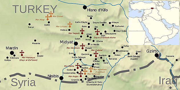 Domovina Asyan v horn Mezopotmii, v poho Tur Abdin v oblasti mst Midyat a Mardin. Po asyrsk genocid v letech 1915-20 byla drtiv vtina kesanskch Asyan vyhnna a zem dnes pat do jihovchodnho Turecka.