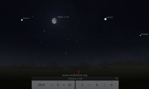 22. 5. 2019 - Msc v blzkosti Jupiteru a Saturnu