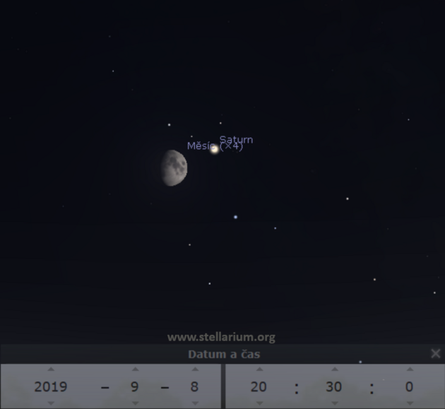 8. 9. 2019 - konjunkce Msce se Saturnem.