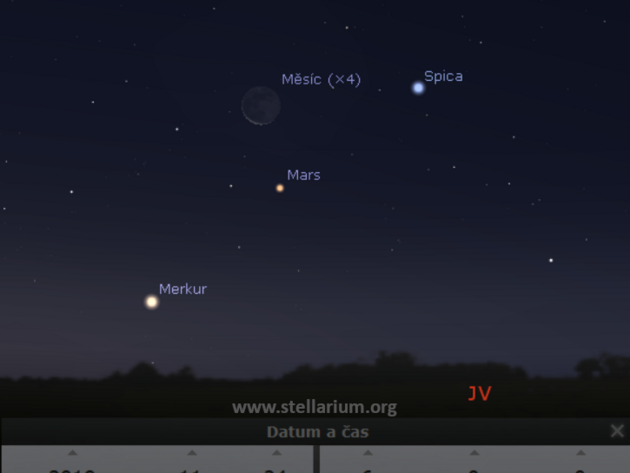 24. 11. 2019 - Msc u Marsu, Merkuru a hvzdy Spiky na rann obloze.