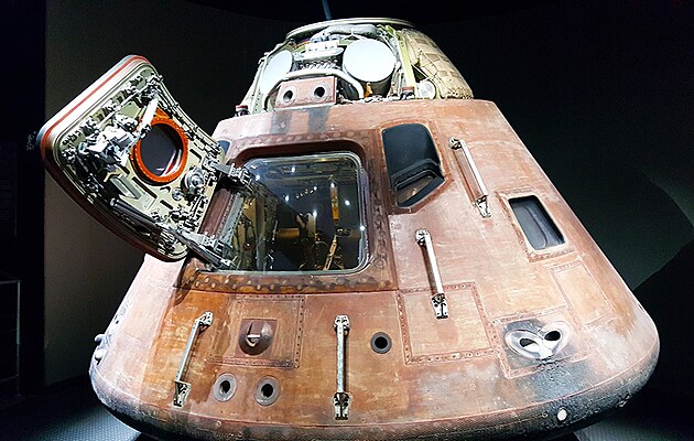 Skuten kabina Apolla 13, mon nejdramatitjho letu v djinch svtov kosmonautiky.