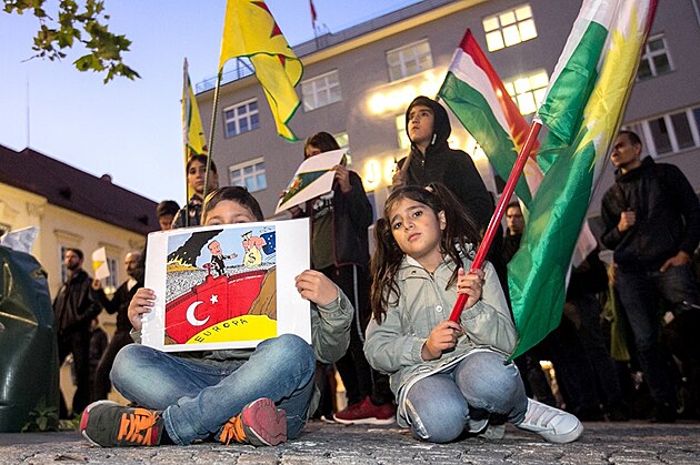 Kurdov na demonstraci v Brn