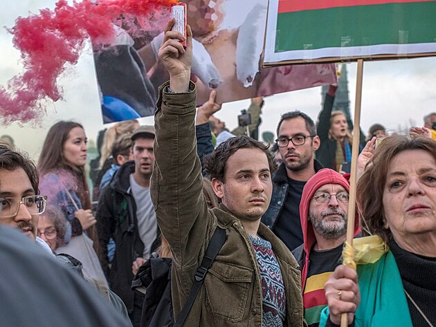 Demonstrace proti tureck�mu prezidentovi Erdoganovi, Budape��.