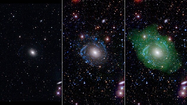 Galaxie UGC 1382, vidn viditelnm svtem (vlevo)