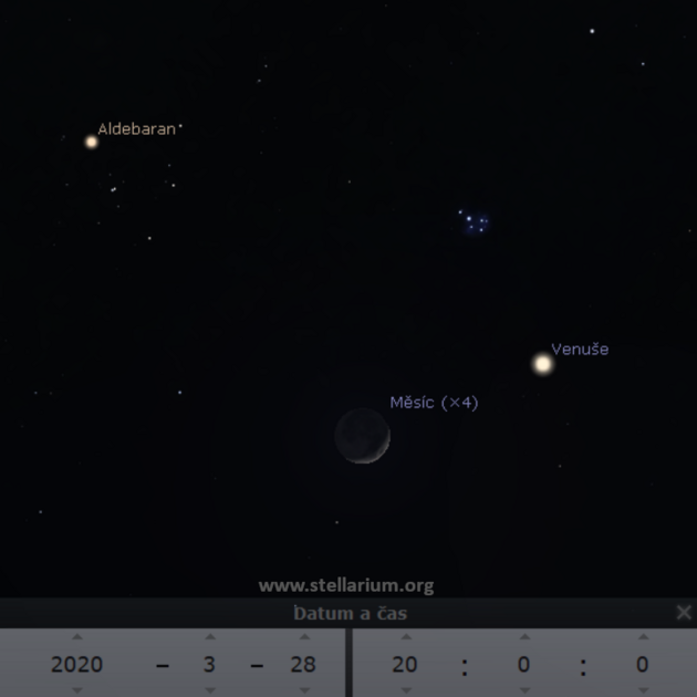 28. 3. 2020 - Msc v konjunkci s Venu nedaleko souhvzd Bka.